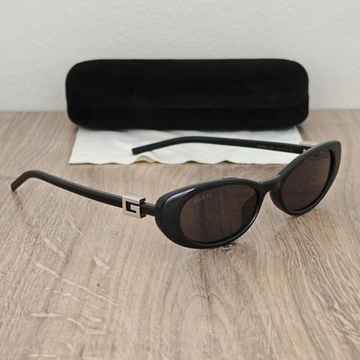 GUCCI GG1680/S Women's Black Oval Cat Eye Sunglasses Made in Italy - MINT
