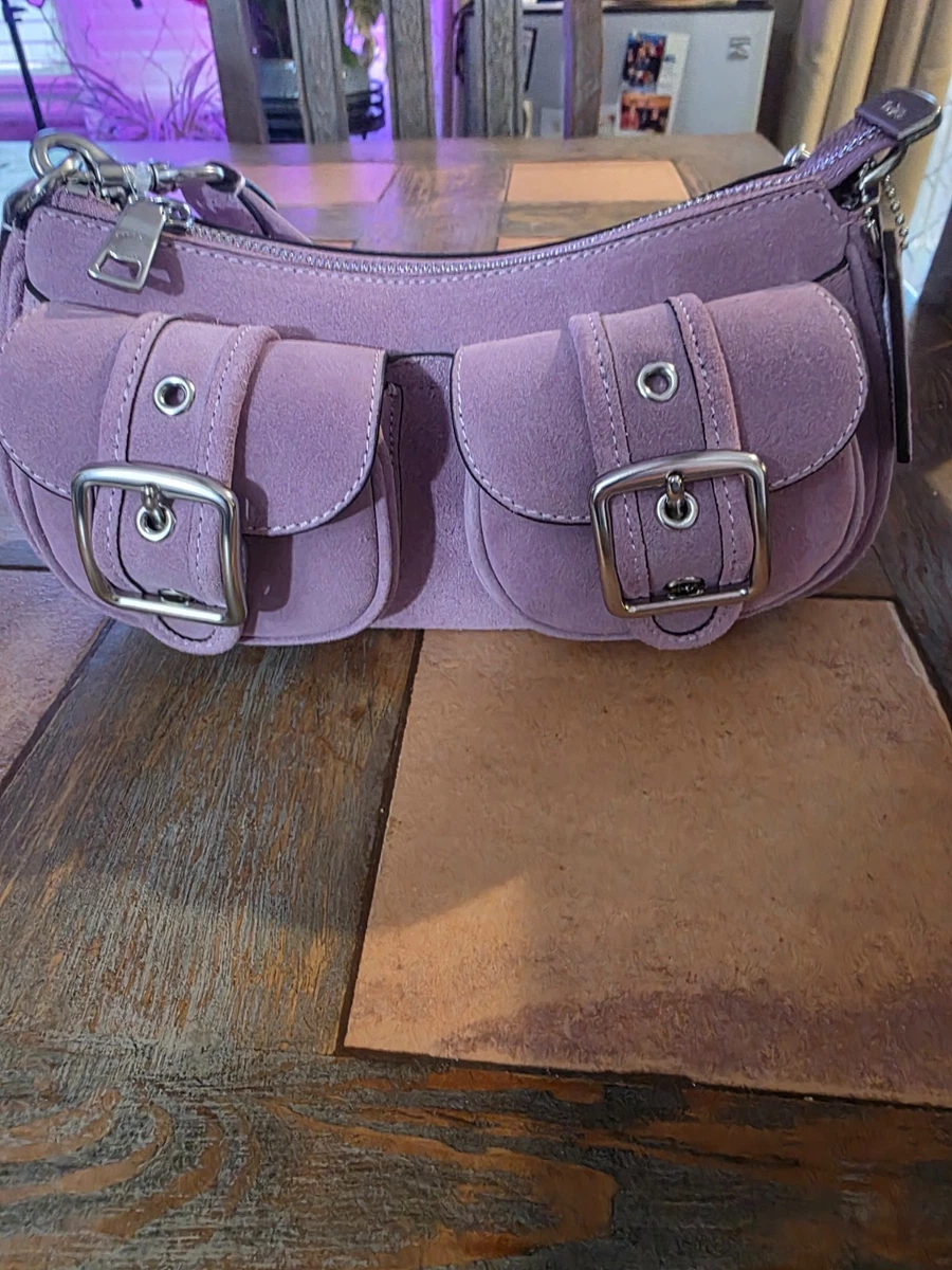 Coach Women's Suede Exterior Purple Bags & Handbags for Women for