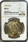 1923-D Peace Dollar - NGC MS61 - Denver Mint $1 Silver - Beautiful Golden Tone