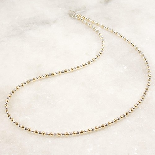 Mixed Metal Necklace, Gold and Silver Necklace, 3mm Beads, Gift for Her - Picture 16 of 20