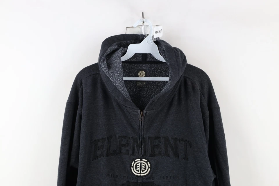 Sudadera con capucha gris con cremallera completa vintage años 90 Y2K Element Skateboards para hombre XL descolorida deletreada Foto 2 de 4