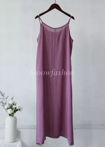 New Women Under Slip Dress Cotton Silk Camisole Full Slip Dress Loose Petticoat - Picture 22 of 33