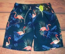 MENS OCEAN CURRENT 4-WAY STRETCH FLAMINGO LINED SWIM BOARD SHORTS SIZE L