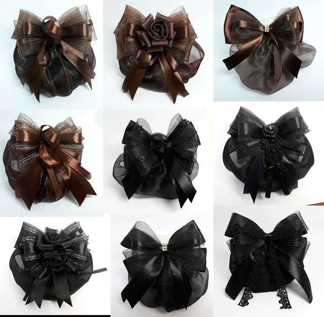 Fashion Satin Lady Bow Net Bun Snood Hair Accessories Hair Clip