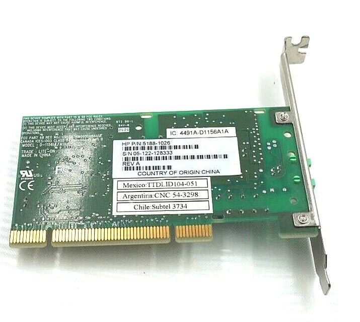 HP Agere Systems KB5817 D-1156#/A1A Internal PCI Fax/Modem 5188-1026 - Image 4 of 4