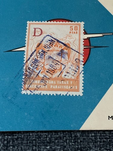 SPANTAX PASSENGER TICKET OF 1984 WITH STAMP - Picture 2 of 4