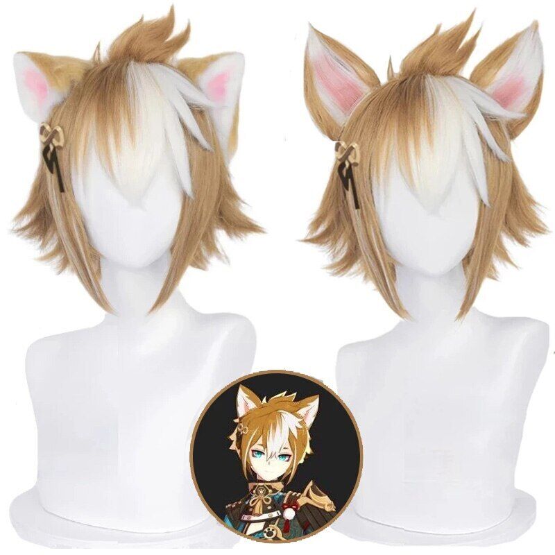 Genshin Impact Gorou Cosplay Wig with Ears Anime Cosplay Wigs
