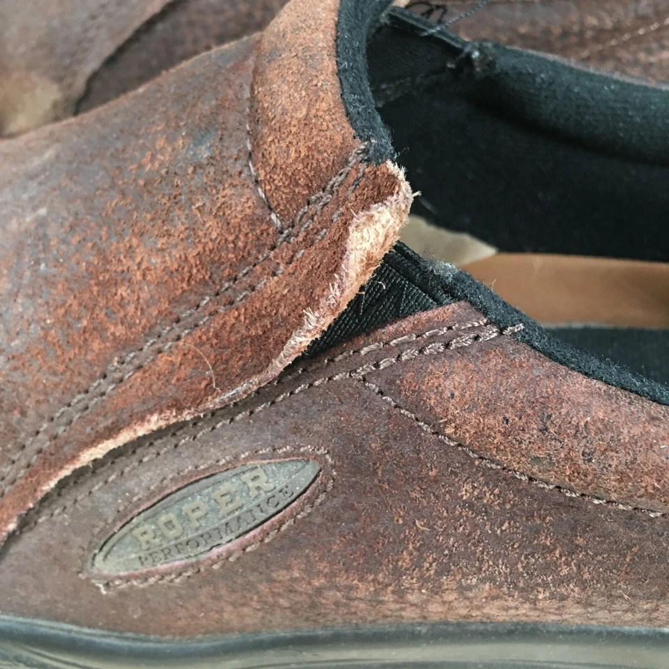 Roper Shoes Mens 12  Slip On Sneakers Comfort Brown Leather Low Top Round Toe - Image 3 of 4