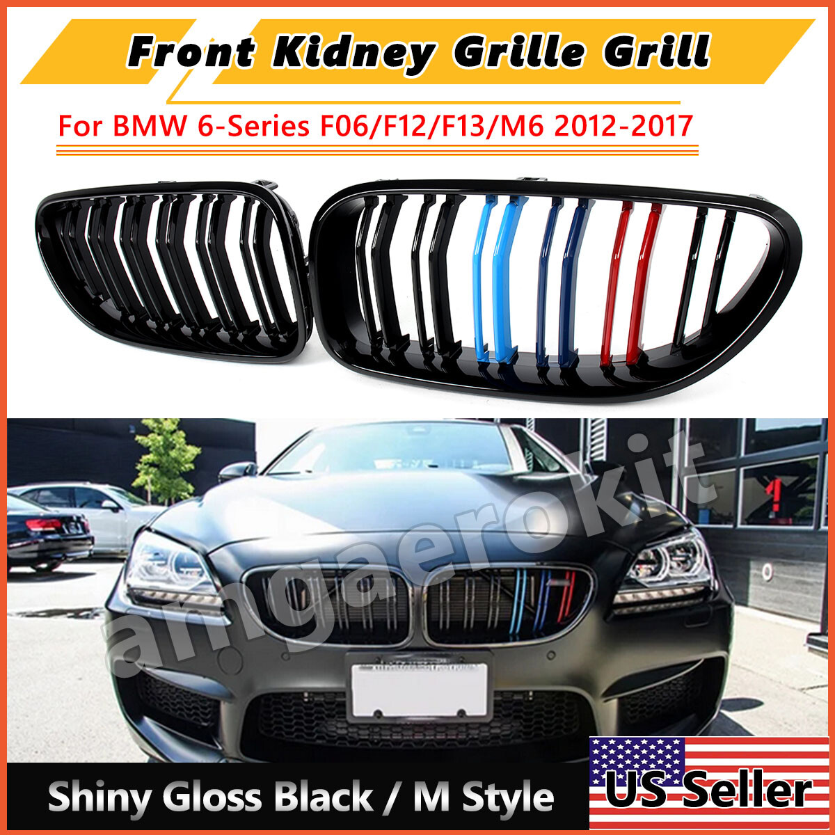 For BMW M6 F06 F12 F13 650 640 2012-2018 Gloss Black Front Kdney Grlle Grll | eBay