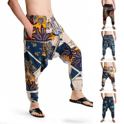 Mens Harem Pants Yoga Baggy Drop Crotch 