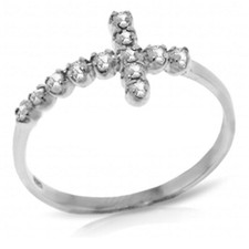 18K. SOLID GOLD CROSS RING WITH NATURAL DIAMO...