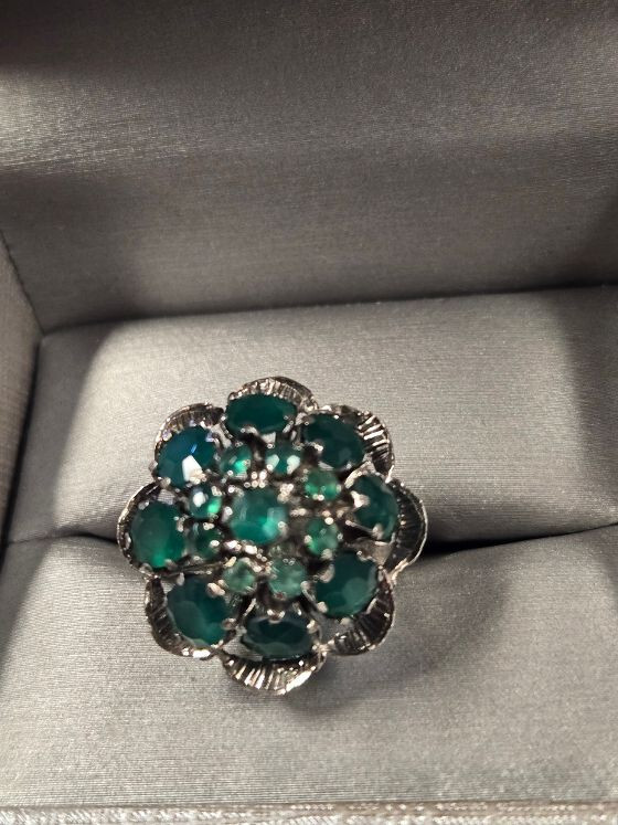 Sterling Silver Size 7 Bold Statement Ring With 1… - image 2