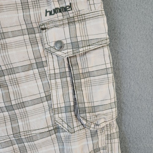 Vintage Hummel Y2K Cargo Shorts Mens XXL 36 Plaid Baggy Lightweight Athletic - Picture 2 of 12