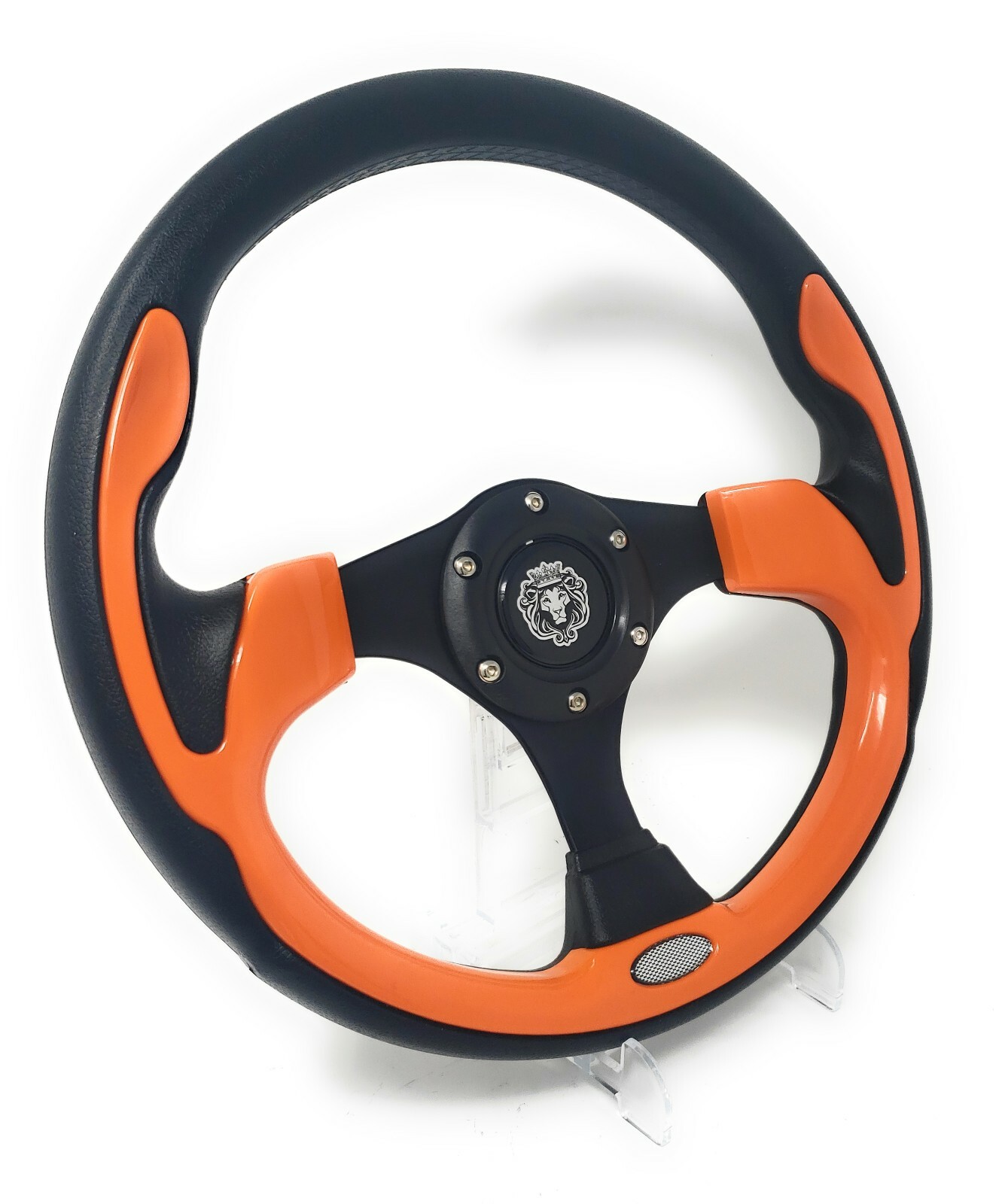 YAMAHA GOLF CART & RHINO steering wheel W/ Black Adapter 3 spoke Orange