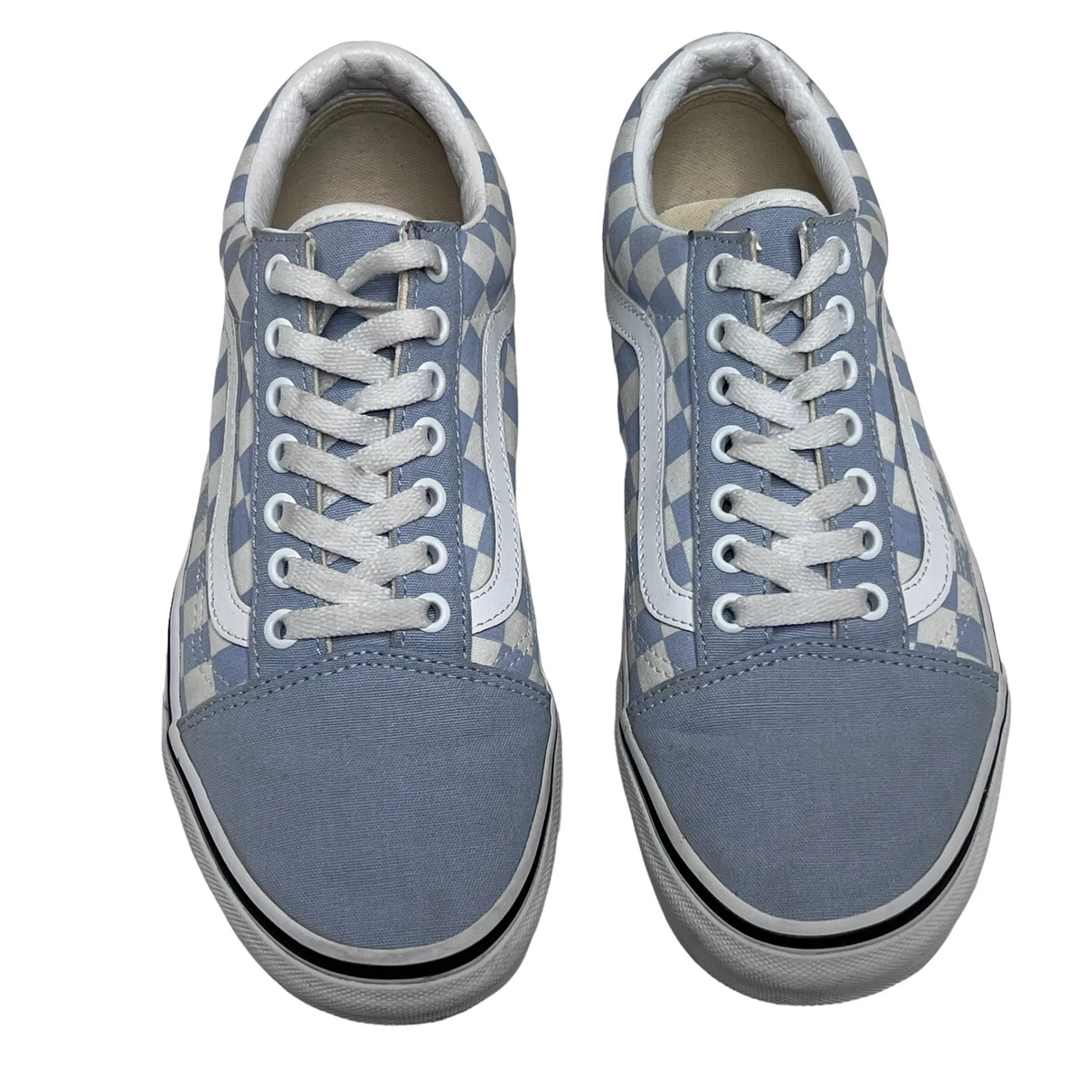 Baby blue checkered sales vans old skool