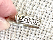 1990s Sterling Silver Ring, Flower Swirl, Signed 925 TMA Thailand, Size 9 r-1