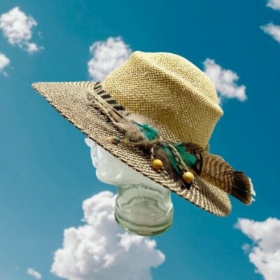 Woven Straw Panama Hat with Feather Detail OS Woven Straw Panama Hat with Feather Detail OS | eBay main image 4