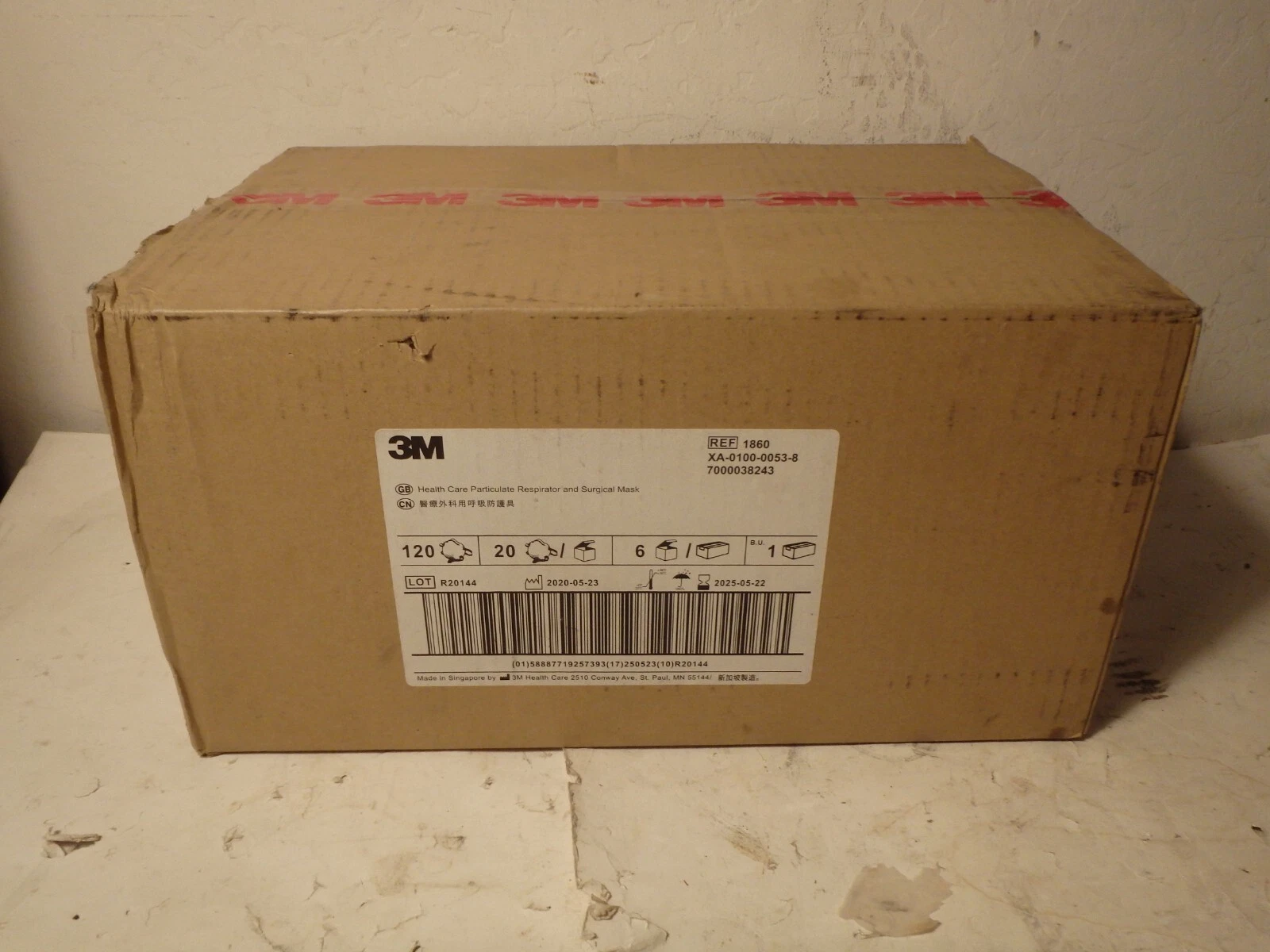 NEW 3M 1860 N95 NIOSH Adult Mask Particulate Respirators Case 120 Masks EXP 2025