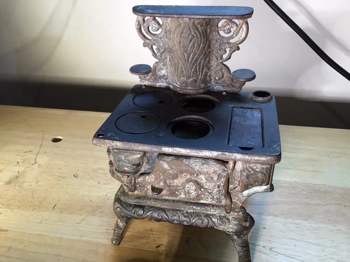 Antique Perfection? Cast Iron Mini Wood Stove Salesman Sample As Is..for  parts | eBay