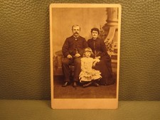 Victorian Antique Cabinet Card Photo of Family, Mother Father and Daughter