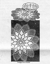 Vtg Crochet Chrysanthemum Doily pattern, small large, Mail Order Design 7328 AB