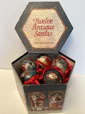 Vintage 1995 Twelve Antique Santas Christmas Ornaments C&F Enterprises 3”