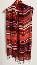 Southwestern Scarf Wrap Shawl Boho Fringe Red Orange Blanket Stripe Western