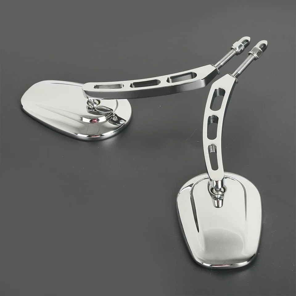 Espejos retrovisores cromados para motocicleta corte de borde para Harley Heritage Softail Classic Foto 4 de 4