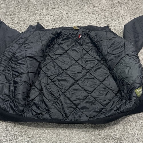 RefrigiWear Bomber Jacket Mens Medium Insulated WorkWear Fleece Collar Black Zip - Picture 11 of 13