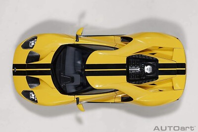 1/18 Ford GT Triple Yellow With Black Stripes 2017 Model Car By