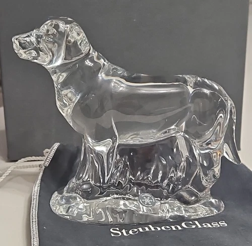 RARE! Steuben Glass Eddie Bauer Dog Retriever Labrador #1806 New With Box