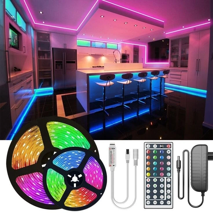 10M 20M LED Strip Lights RGB 5050/RGBIC WS2812B Infrared Bluetooth Ontroller TV - Image 2 of 4