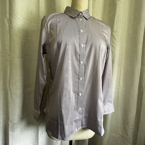 NEW! Banana Republic Button Up Shirt Womens 12 White Striped Riley Tailored Fit - 第 2/14 張圖片