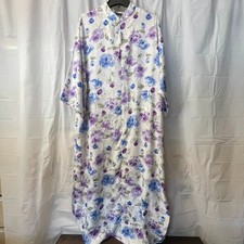 VNTG Valerie Stevens Sz L Floral Satin Robe Long Zip Front Housecoat Grannycore