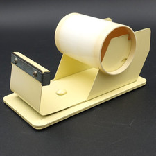 Vtg Steel Desk Tape Dispenser 3.5" W Roll Heavy Duty Yellow Rubber Feet Taiwan