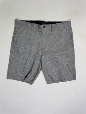 Theory Zaine Crunch Shorts Men's 33 (35x9) Grey Linen Stretch Resort Lounge