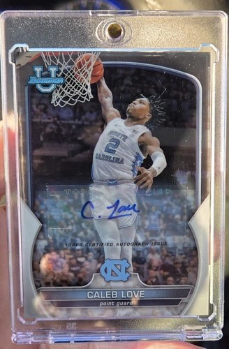 2022-23 Bowman University Chrome Prospect Autograph #89 Caleb Love Auto UNC AUTO