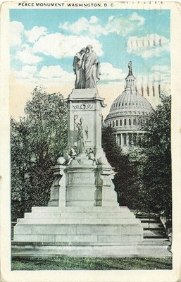 1928 Peace Monument Washington D.C. Capitol Bldg White Border Postcard