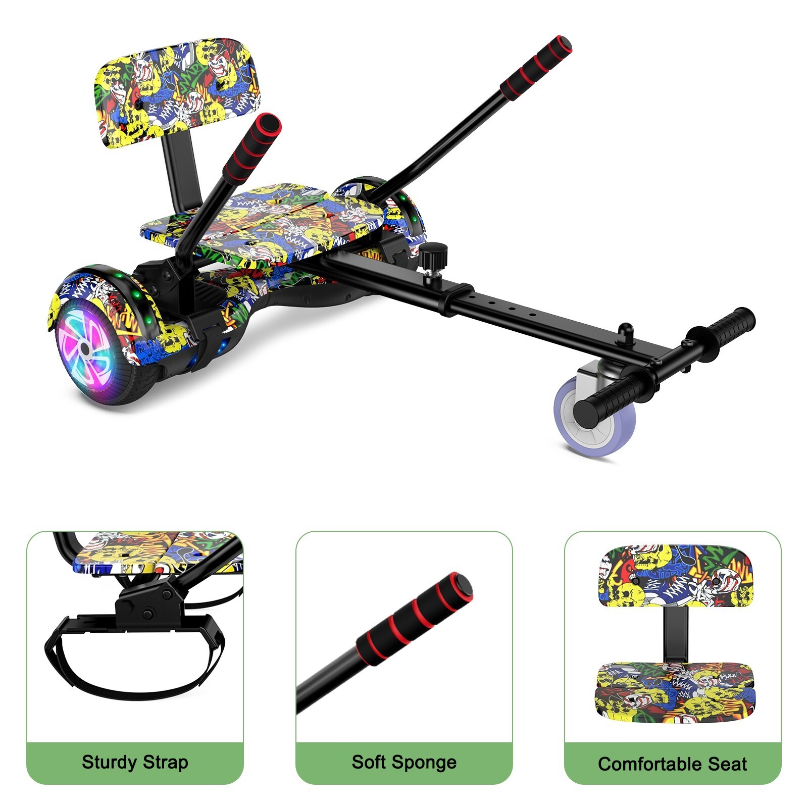 Electric Hoverboard & Go Kart Self-Balancing Bluetooth eScooter for Boys & Girls