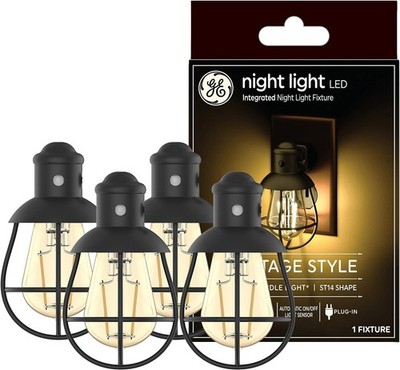 Ge Led Vintage Style Night Light Farmhouse Style Integrated Led Plug-In Fixture