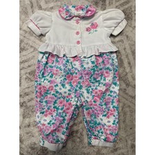 vintage 1970s 6-9mo bright floral one piece