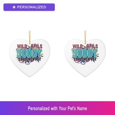 Custom Pet Set of 2 Ornament Personalized Name Dog Lover Owner Gift