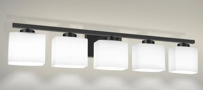 YANSUN 41 in. 5-Light Matte Black Modern Industrial Square Vanity Light