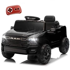 12V Kids Car Ride on Toy, Boys Girls Licensed RAM 3500 Truck w/Remote,Black