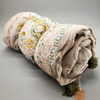NEW Natural Life Floral Plush Long Floor Bed Pillow Sleeping Roll Up Bed Mat