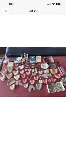 Vtg Dental Plates False Teeth Dentistry Lot Quackery Parts Monster Brass Prop