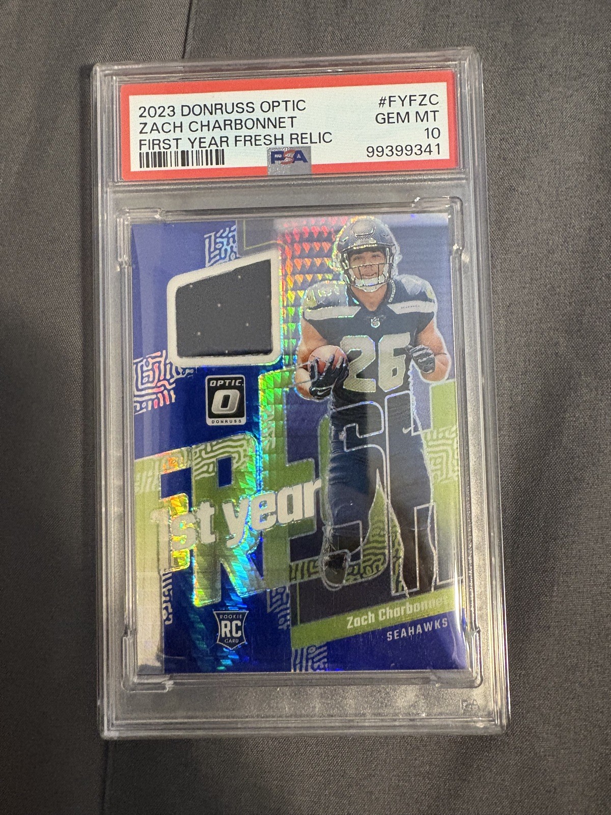 Zach Charbonnet Panini Donruss Optic First Year Fresh Relics #FYFZC Base