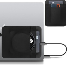 Portable External Hard Drive Carrying Case, 2-Pocket Stick on Pouch Holder fo...