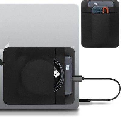 Portable External Hard Drive Carrying Case, 2-Pocket Stick on Pouch Holder fo...