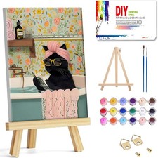 Paint by Numbers Kit for Adults with Framed - Black Cat Paint by Number for Adul